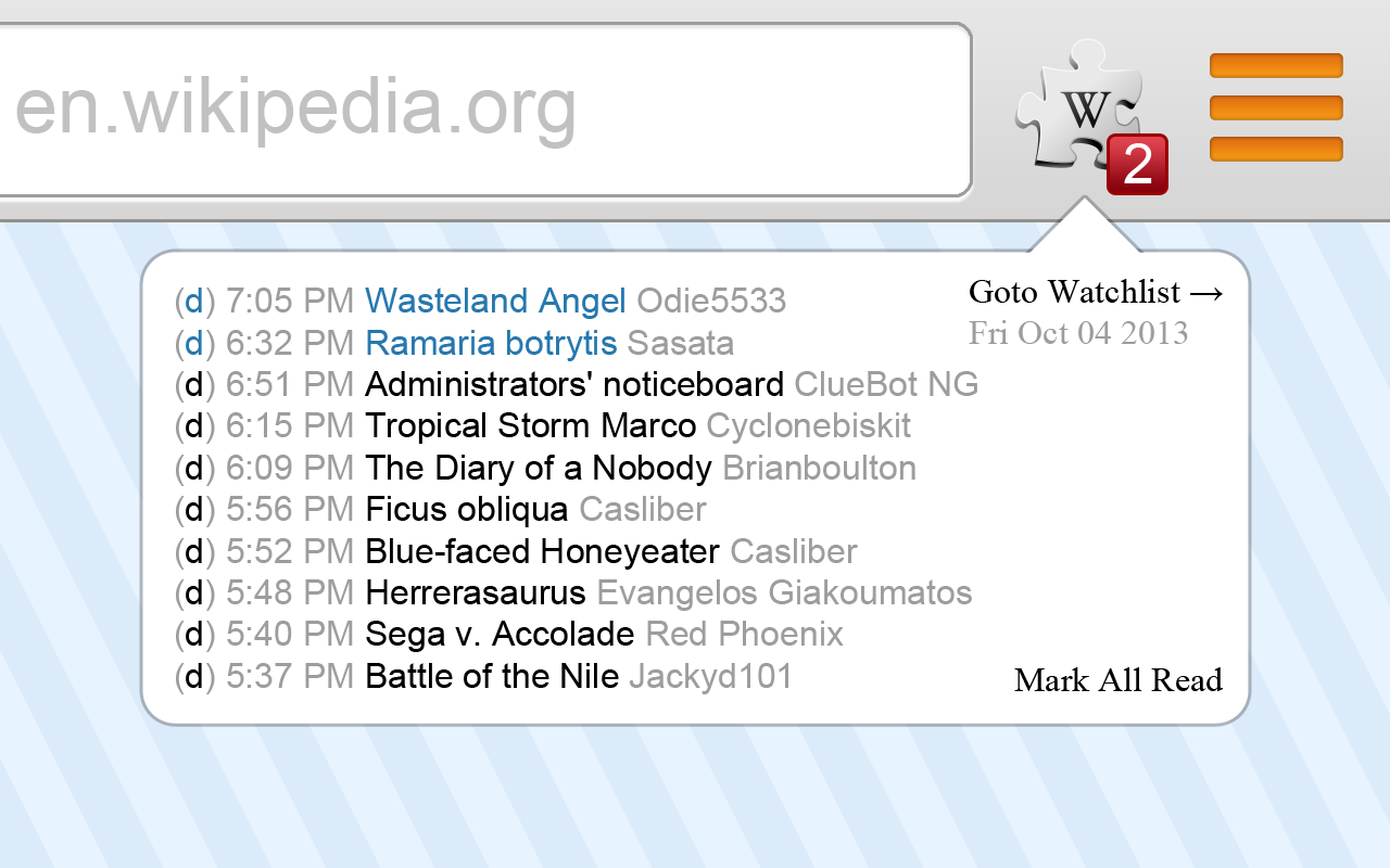 Wikipedia Watchlist截图1