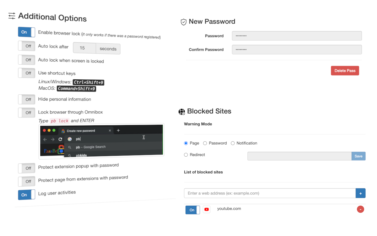 PassBrow: Browser Password/Site Blocking截图3