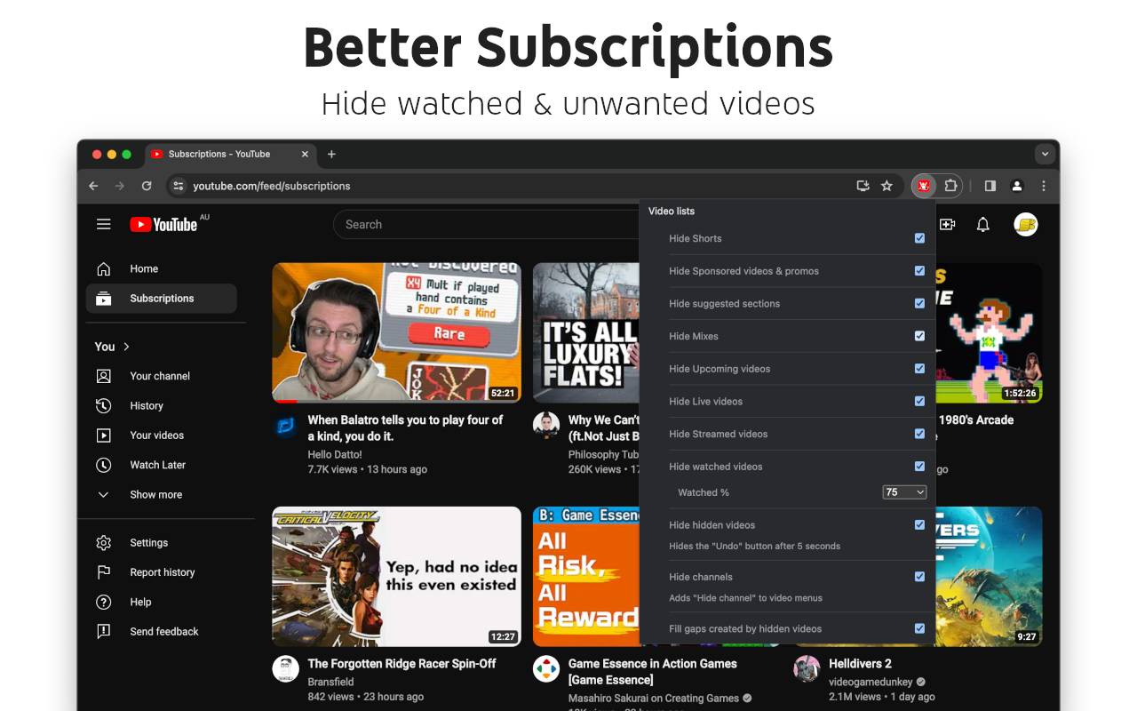 YouTube 控制面板截图2