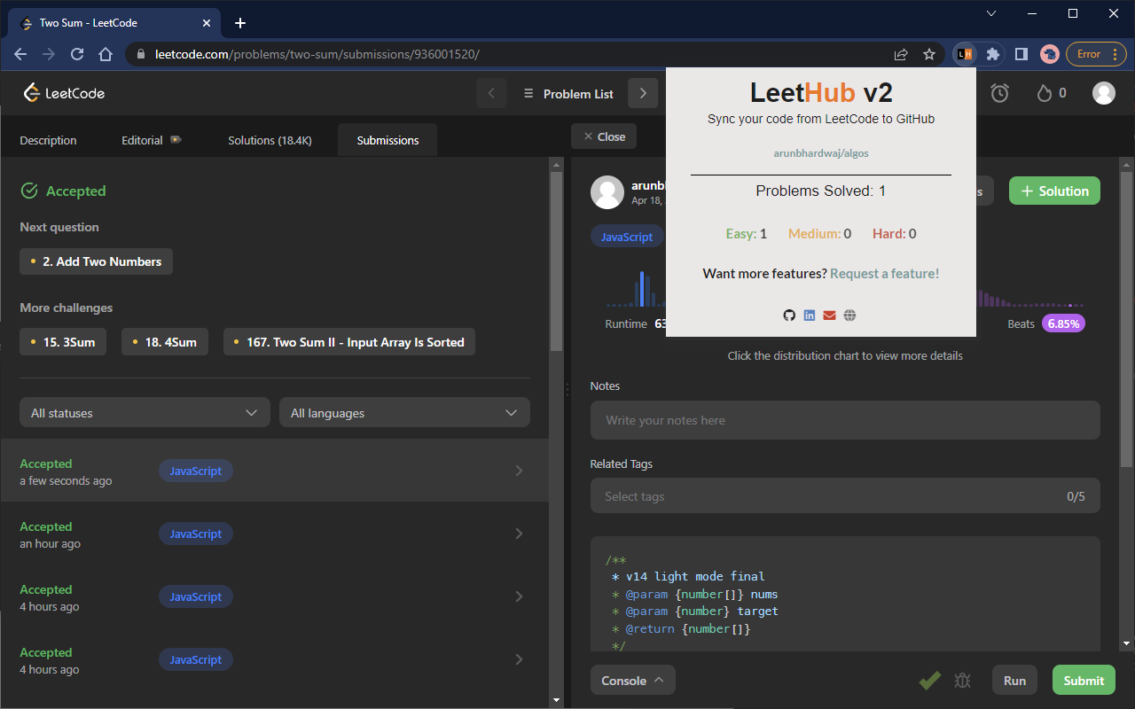 LeetHub v2截图2