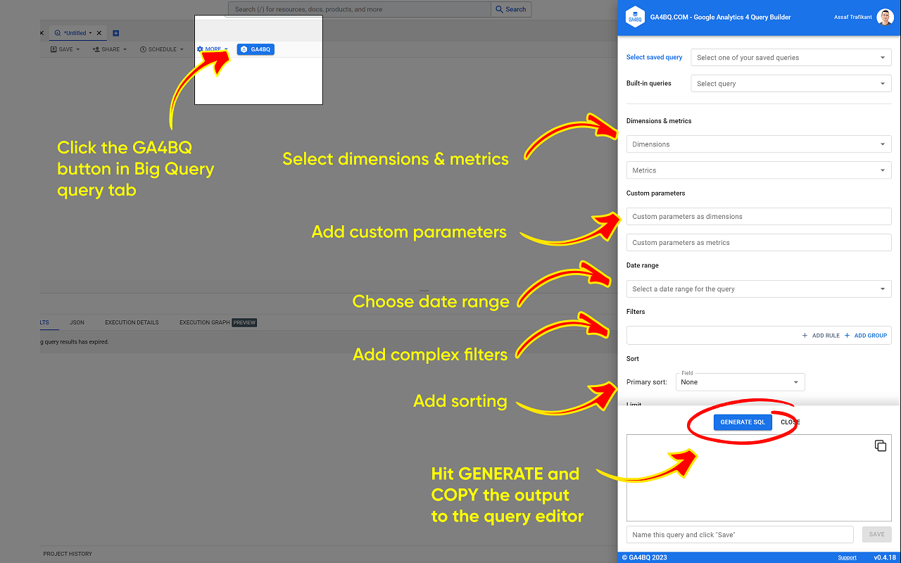 GA4BQ™ - GA4 BigQuery SQL Generator截图2
