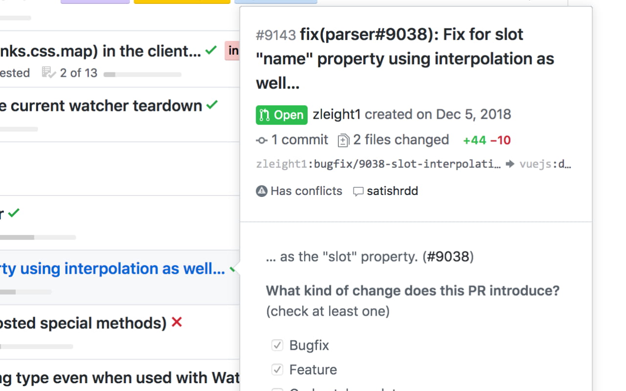 GitHub Hovercard截图1