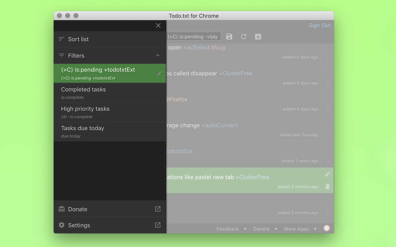Todo.txt for Chrome - simple task management截图1