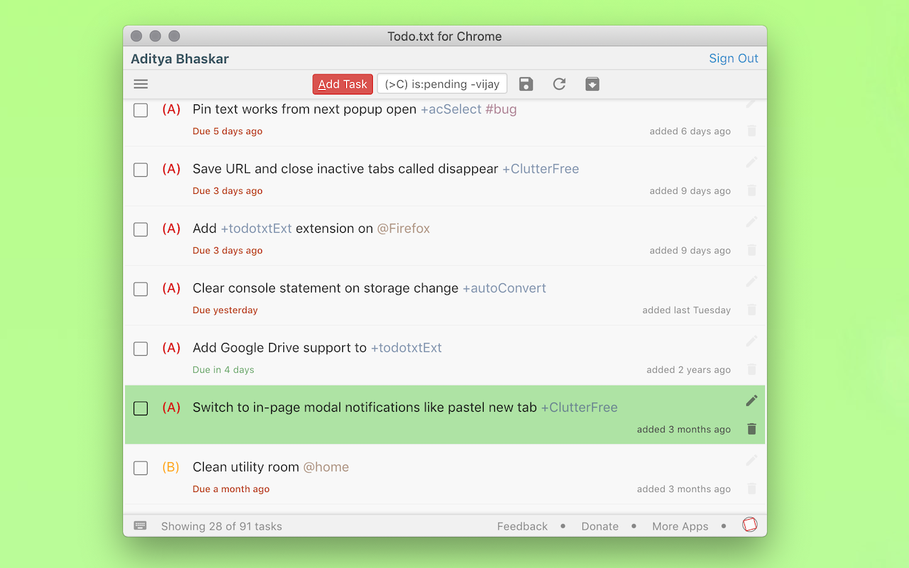 Todo.txt for Chrome - simple task management截图3