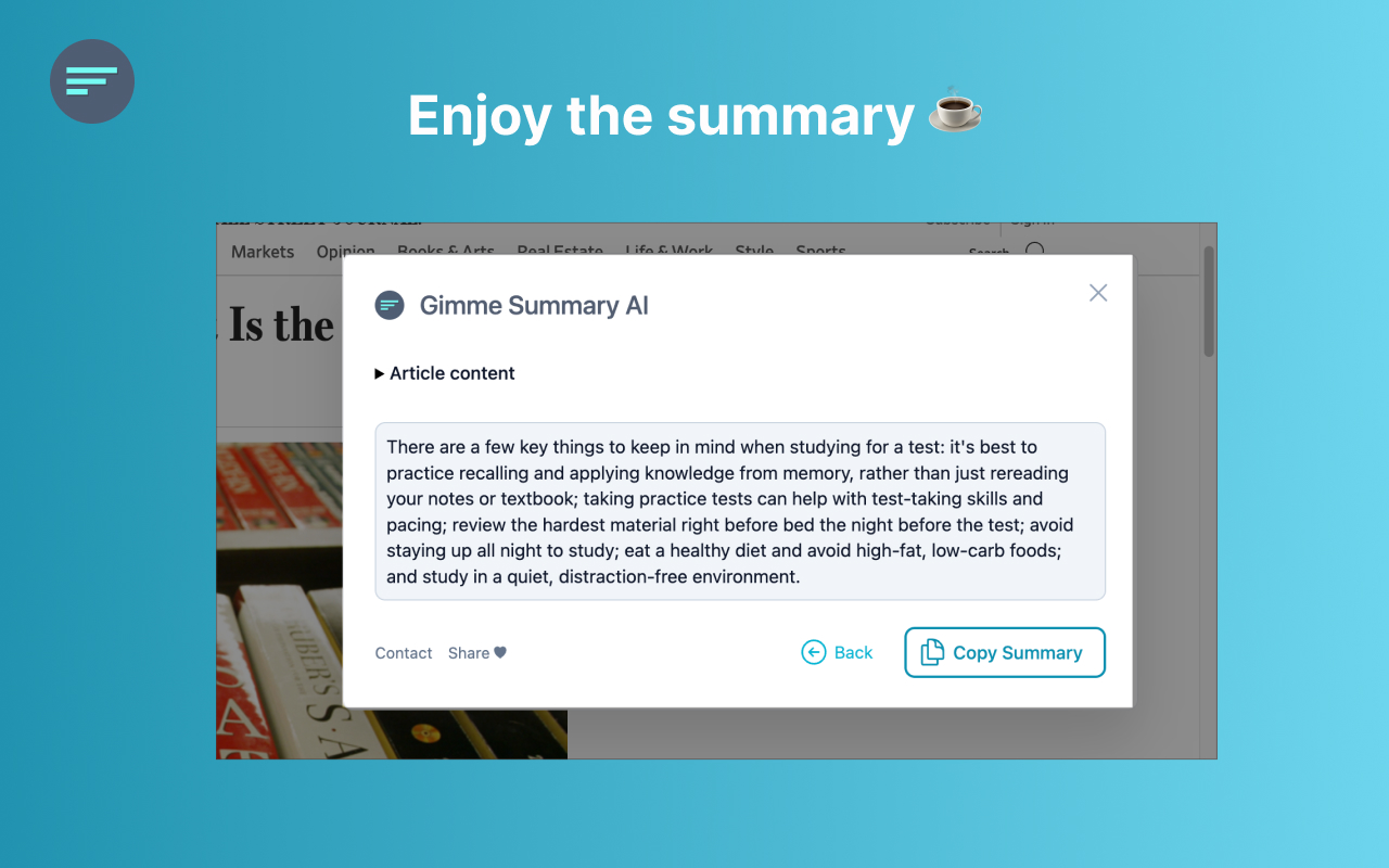 Gimme Summary - Get summary using ChatGPT AI截图1