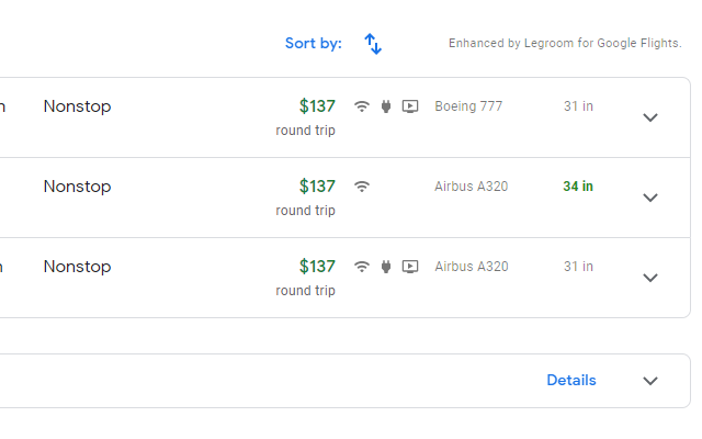 Legrooms+ for Google Flights截图1