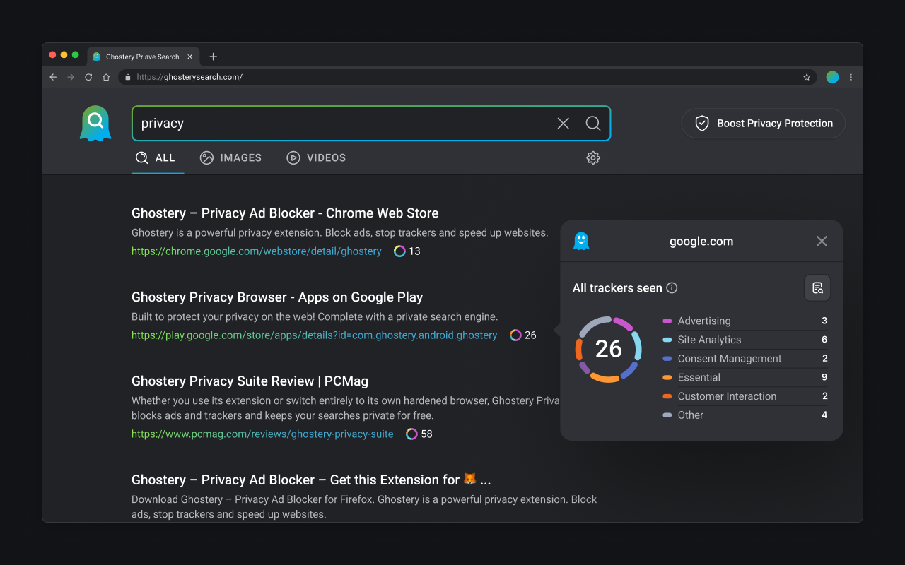 Ghostery Private Search for Chrome截图2