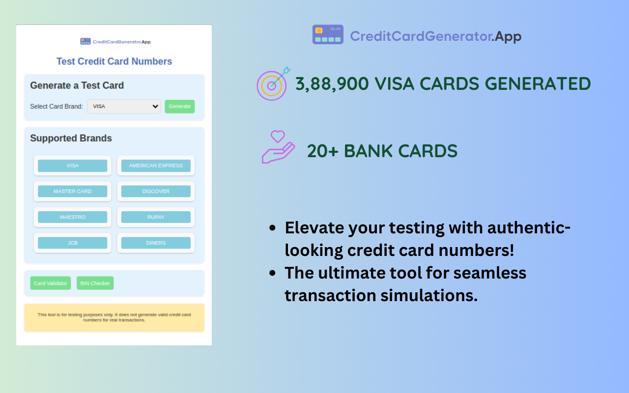 Test Credit Card Numbers截图1