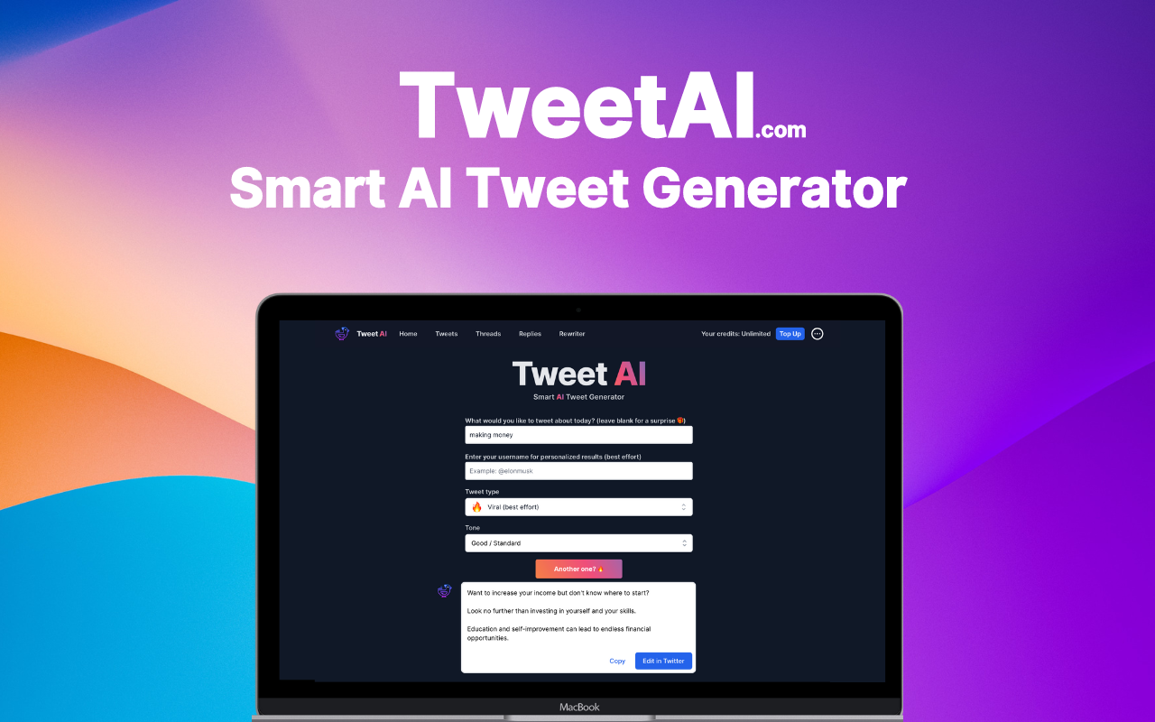 TweetAI.com - Smart AI Tweet & Reply Generator截图2