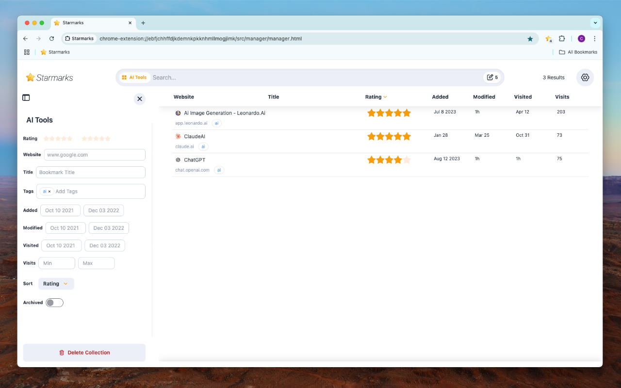 Starmarks Bookmark Manager截图3
