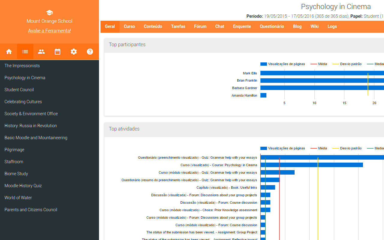 Moodle dashboard截图3