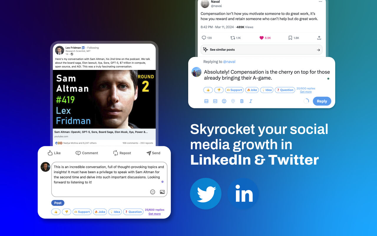 Replai – AI comments for LinkedIn/X (Twitter)截图3