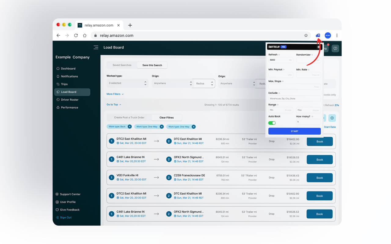 SwiftRelay Auto Refresher and Auto Booker for Amazon Relay截图2